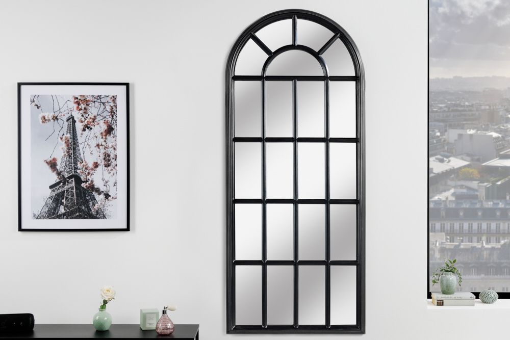 Design wandspiegel CASTILLO – 140 cm zwarte lijst in landelijke stijl | Invicta Interior