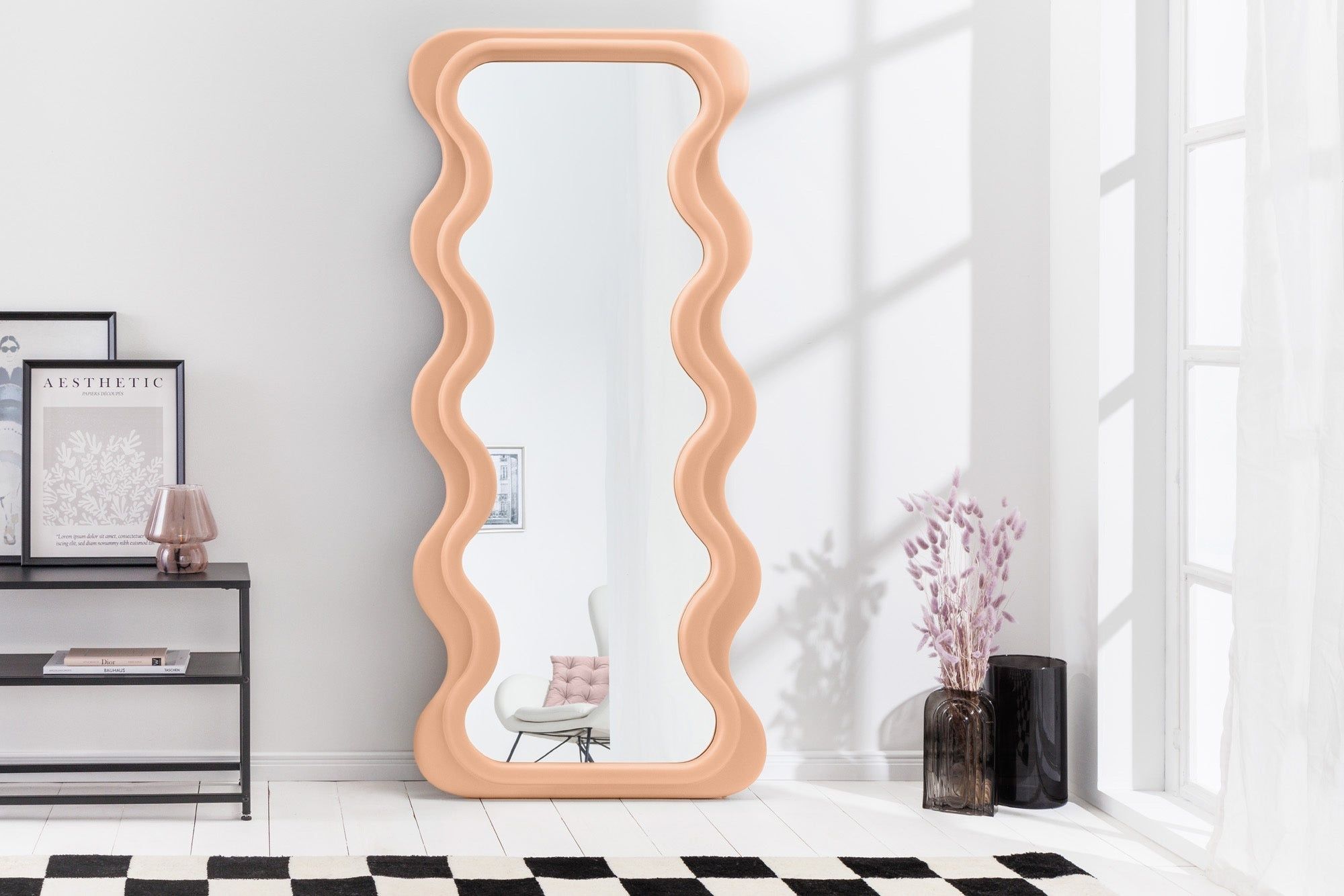 Design Wandspiegel CURVY – 160 cm in Abrikoos Pastel