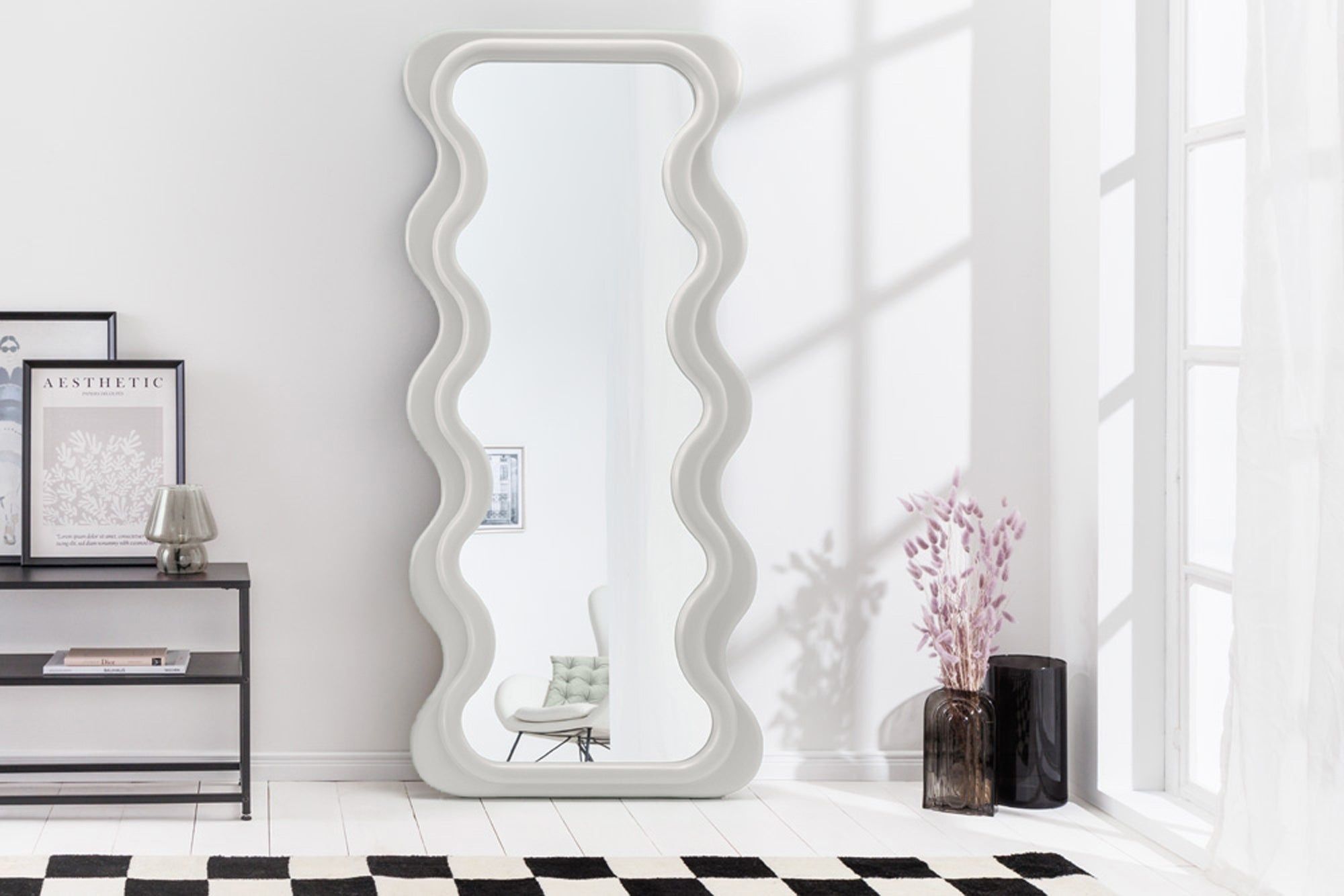 Design Wandspiegel CURVY – Strakke 160 cm Wit van Invicta Interior
