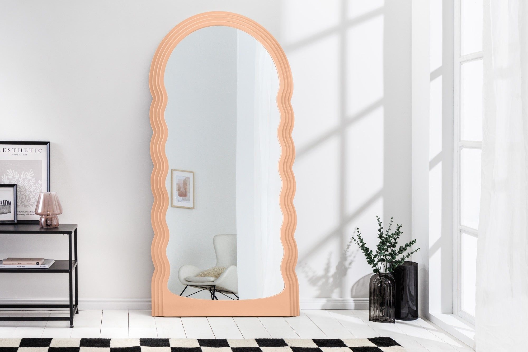 Design Wandspiegel WAVE 160 cm – Abrikoos Pastel Ronde Boogspiegel van Invicta Interior