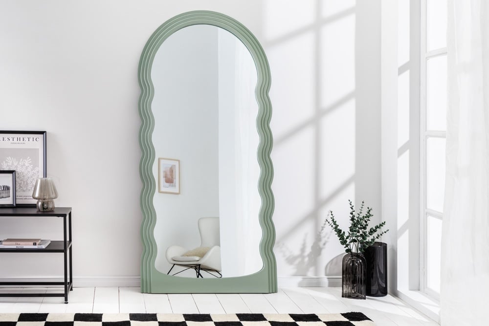 Design wandspiegel Wave – 160 cm, saliegroen – Invicta Interior