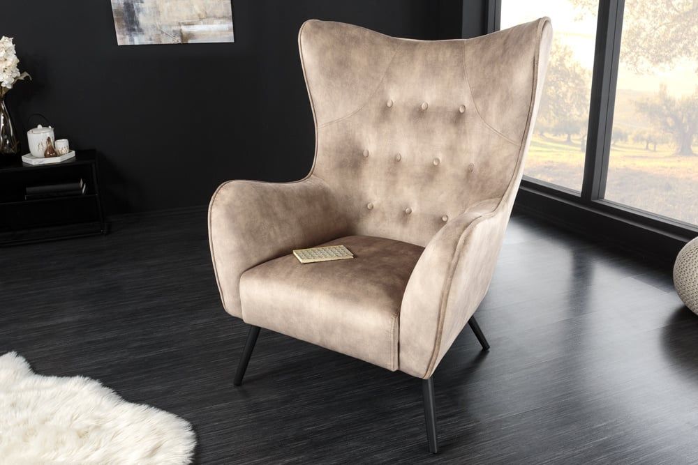 Design XL Fauteuil Amsterdam – Luxe Retrocomfort in Champagne Fluweel