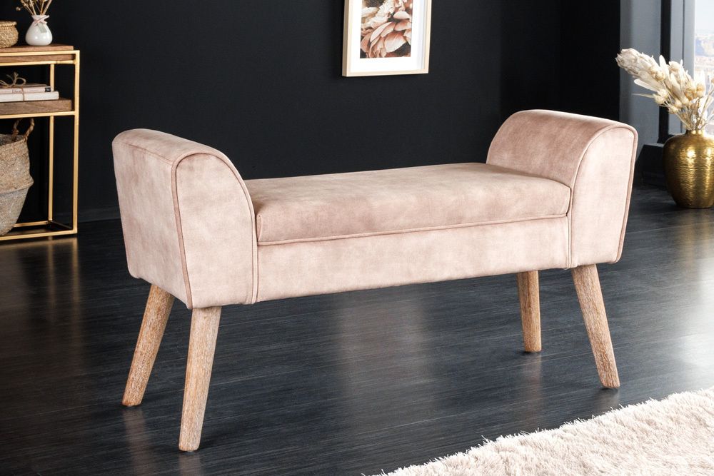 Designbank SCARLETT 90 cm – Compacte elegantie in zacht beige koffiefluweel