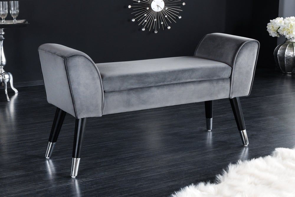 Designbank SCARLETT 90 cm – Luxe fluweel in grijs‑zilver van Invicta Interior