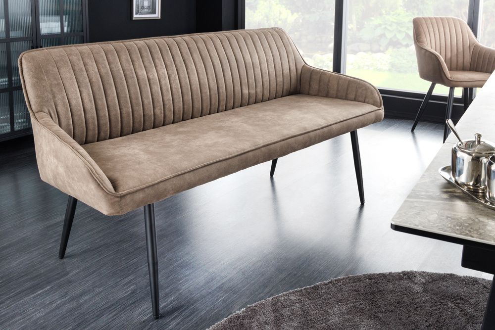 Designbank TURIN – Moderne 160 cm bank in taupe met zwarte metalen poten