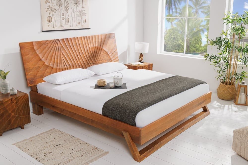 Designbed Scorpion 180×200 cm – Massief mangohout met luxe 3D snijwerk