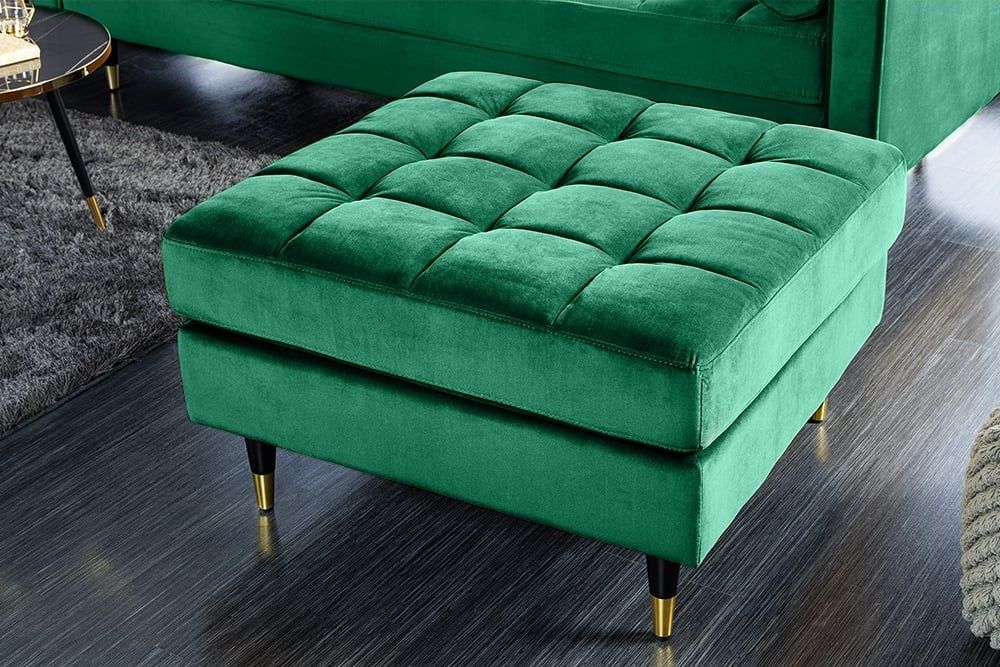 Designkruk COSY Velvet 80 cm – Smaragdgroen fluweel met gouden poten