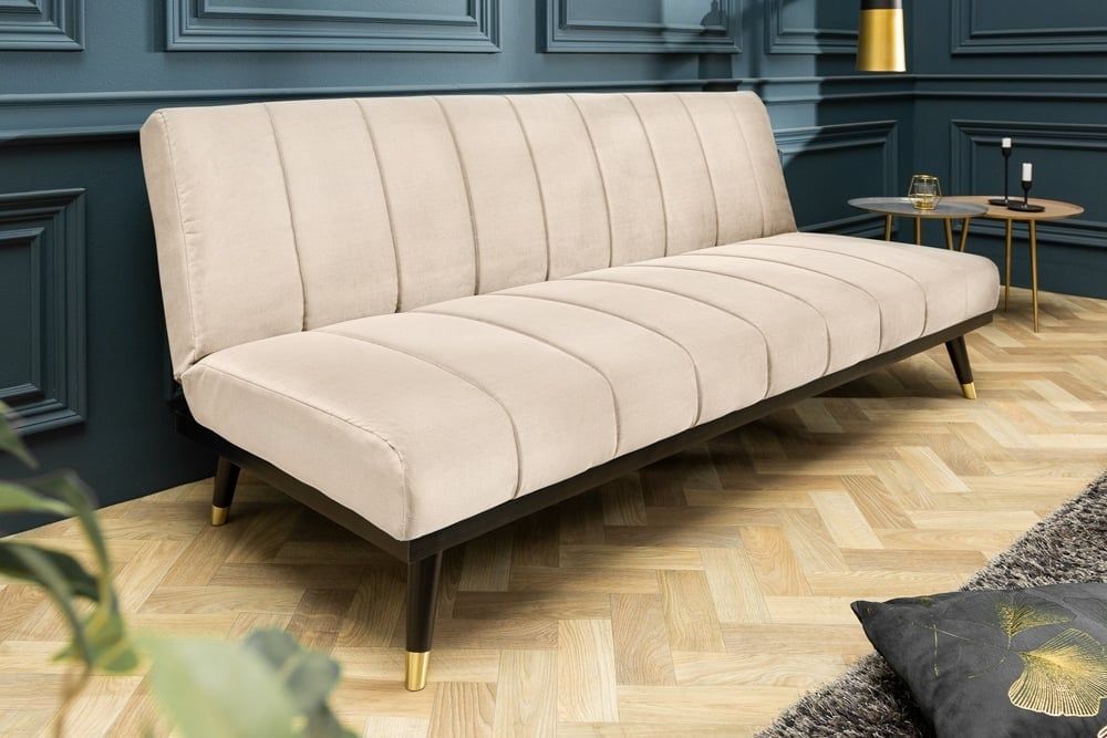 Designslaapbank PETIT BEAUTE – Luxe 3‑zitbank in champagnefluweel (180 cm)