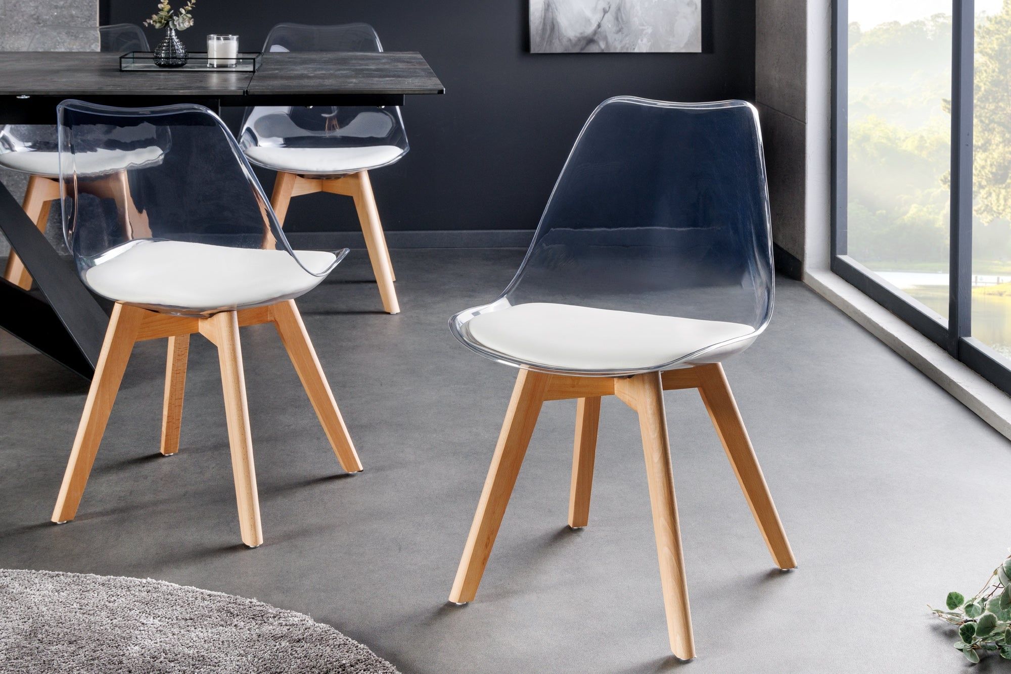 Designstoel Scandinavia – Meesterlijk Comfort in wit kunststof en natuurbeukenhout