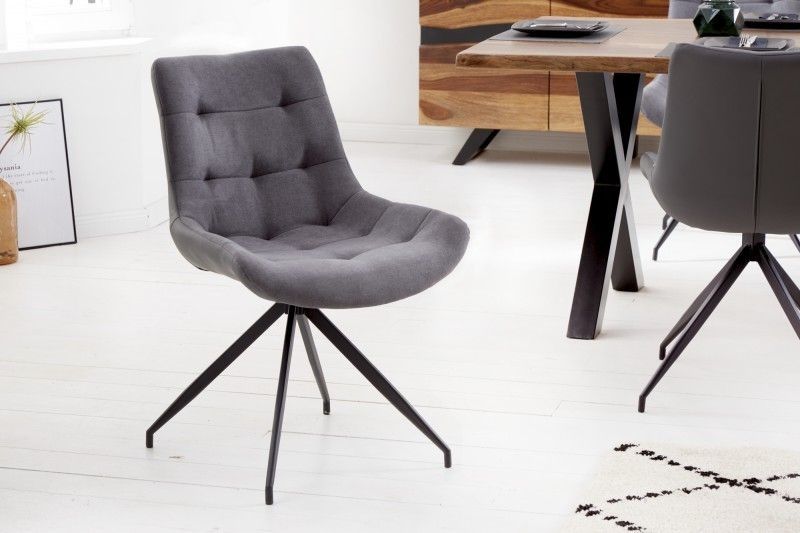 DIVANI designstoel – lichtgrijs met zwart metalen frame, retro‑stijl
