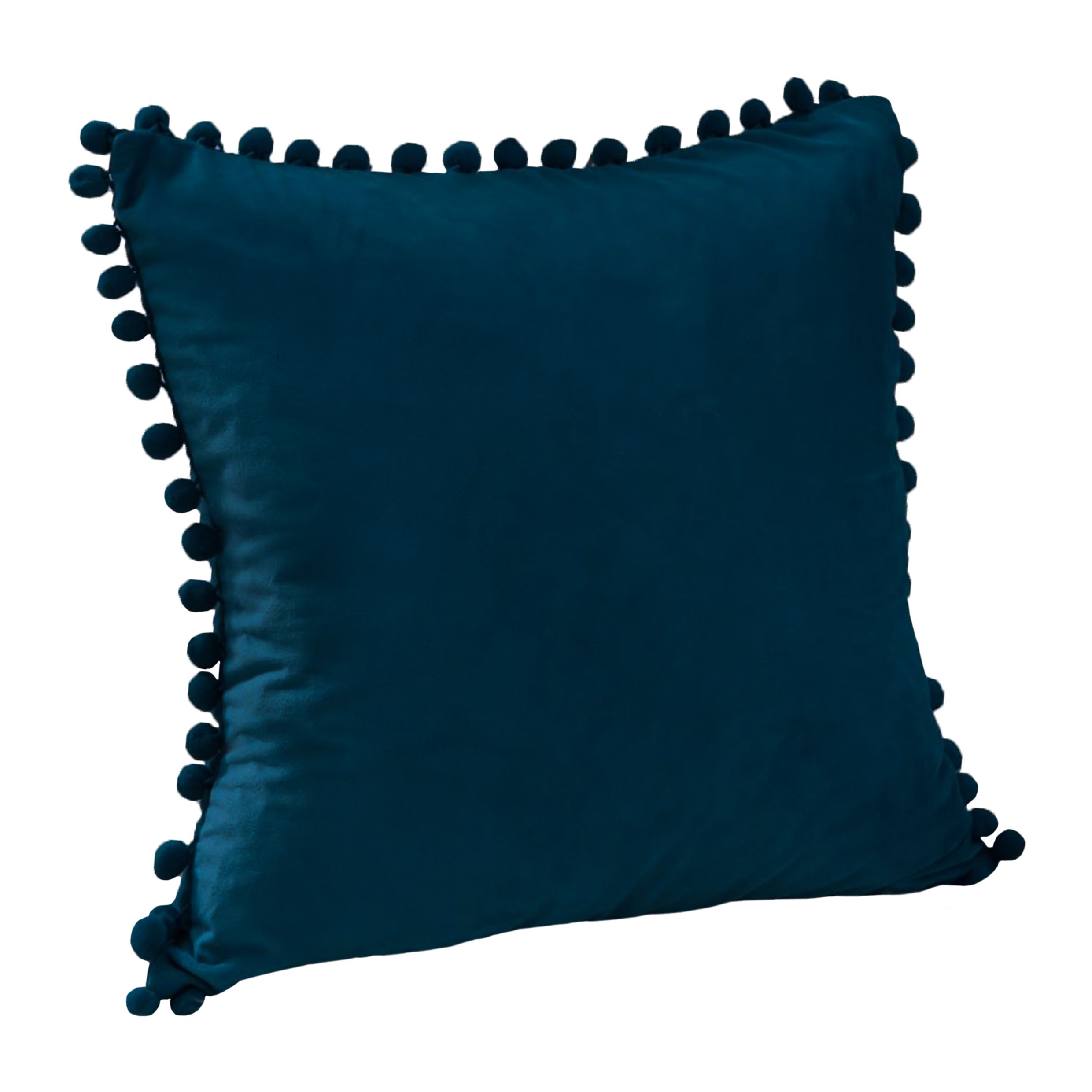 Donkerblauwe fluwelen kussenhoes met speelse bolletjes – QUVIO 50 × 50 cm
