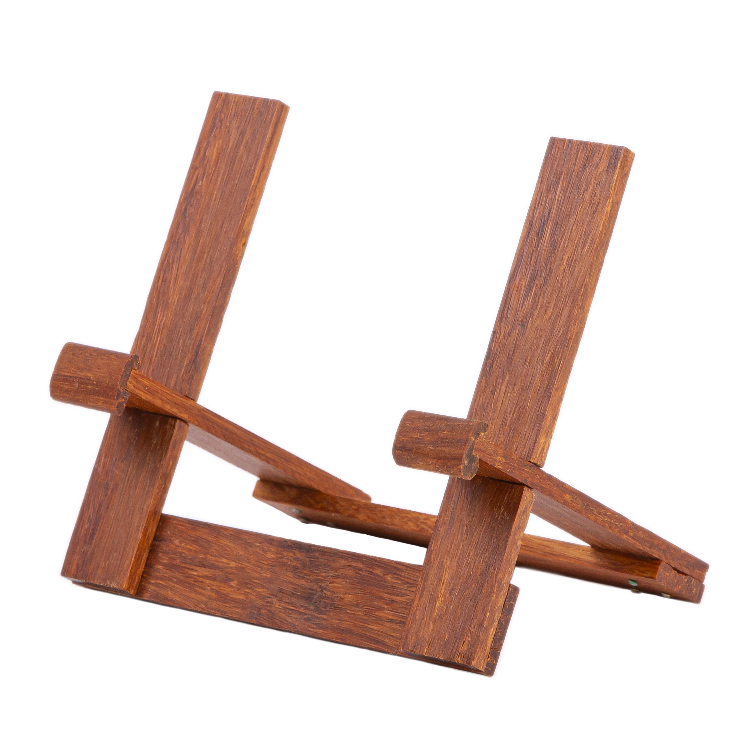 Donkerbruine QUVIO Boeken- en Tabletstandaard – Stijlvolle Houten Leeshouder