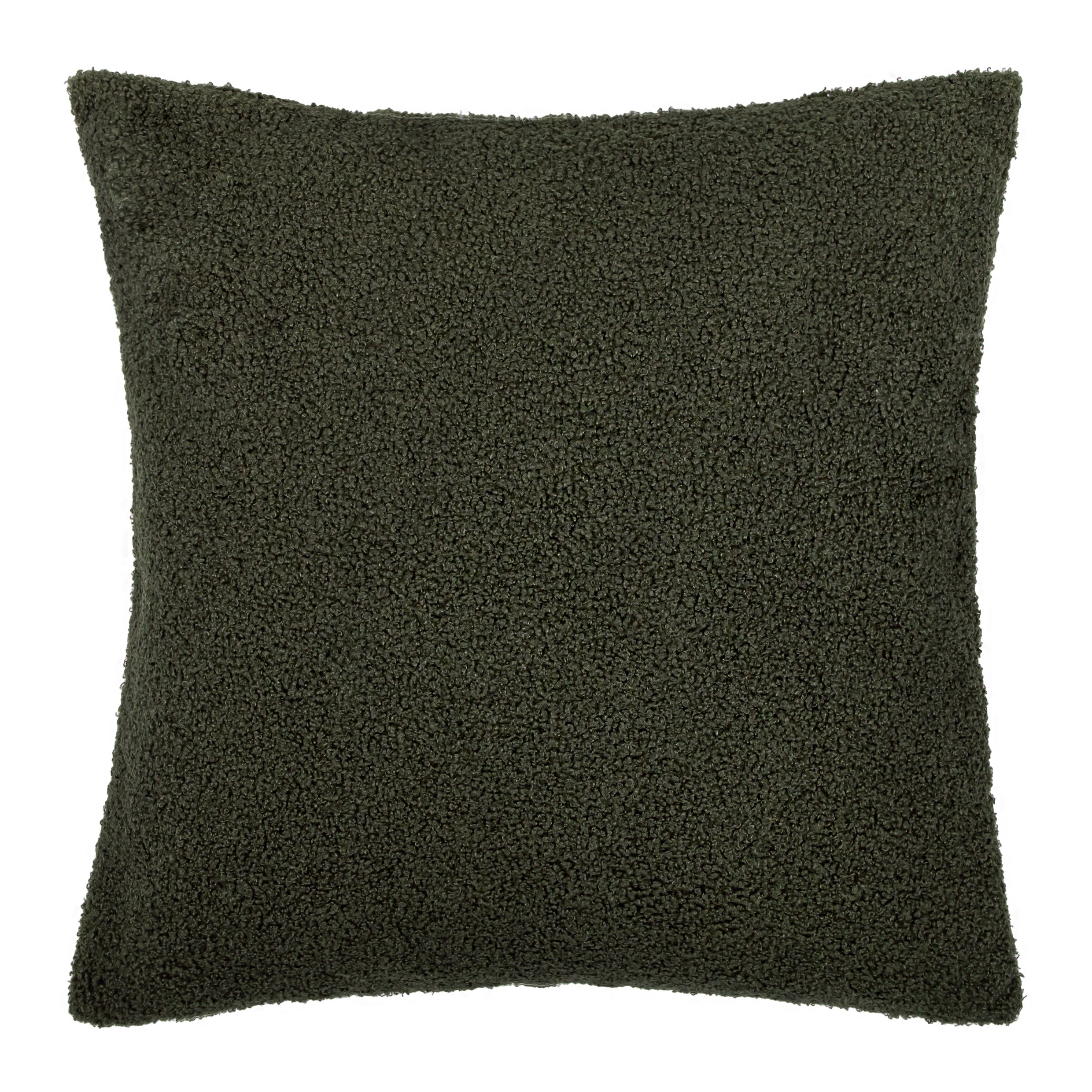 Donkergroene QUVIO teddy sierkussenhoes 45×45 cm – stijlvol comfort voor elke woonkamer