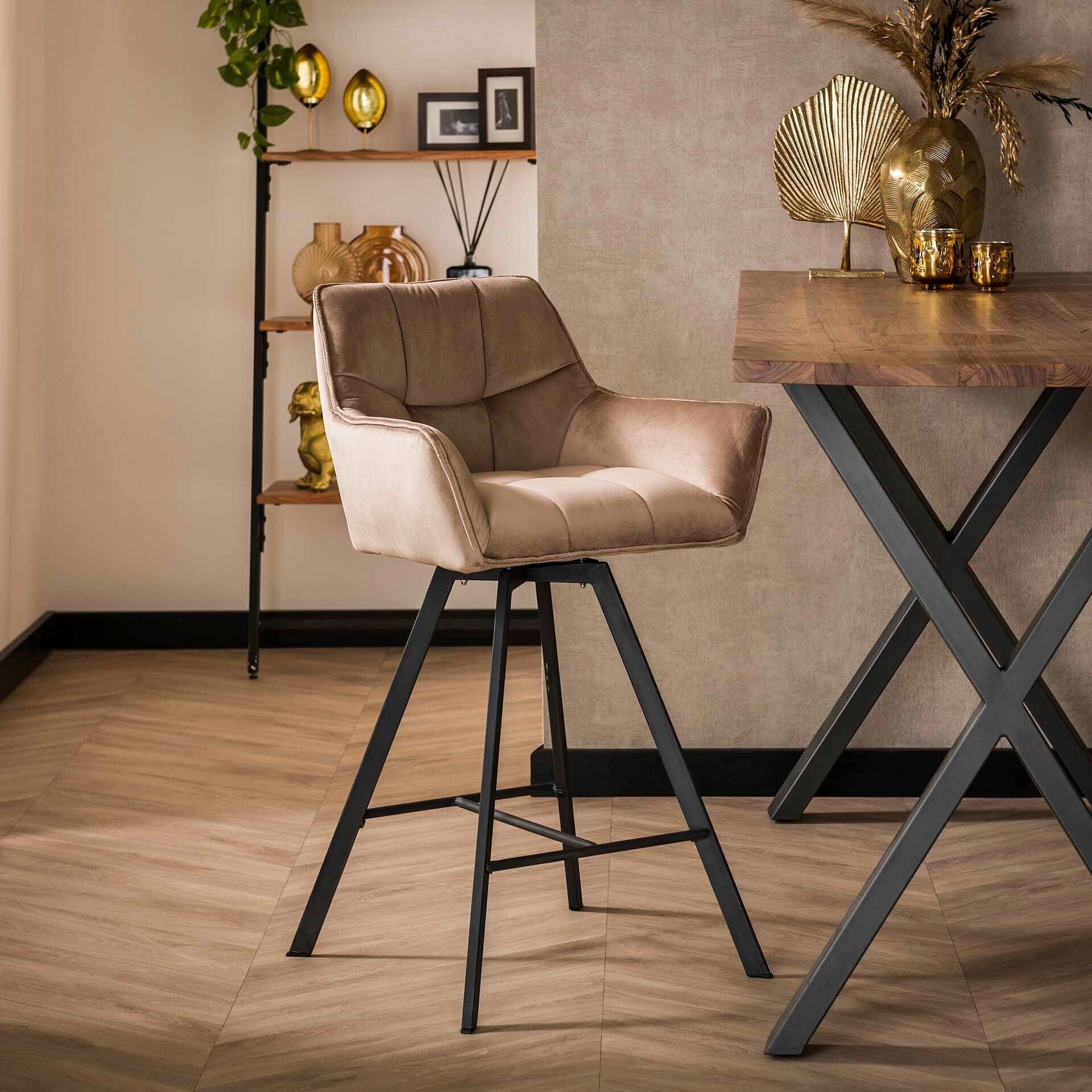 Draaibare Barstoel Thandie Velvet – Luxe Velvet in Champagne of Antraciet