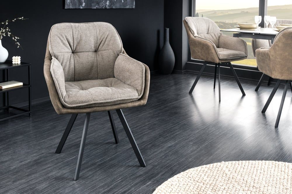 Draaibare designstoel MR. LOUNGER – Vintage taupe microvezel met armleuningen