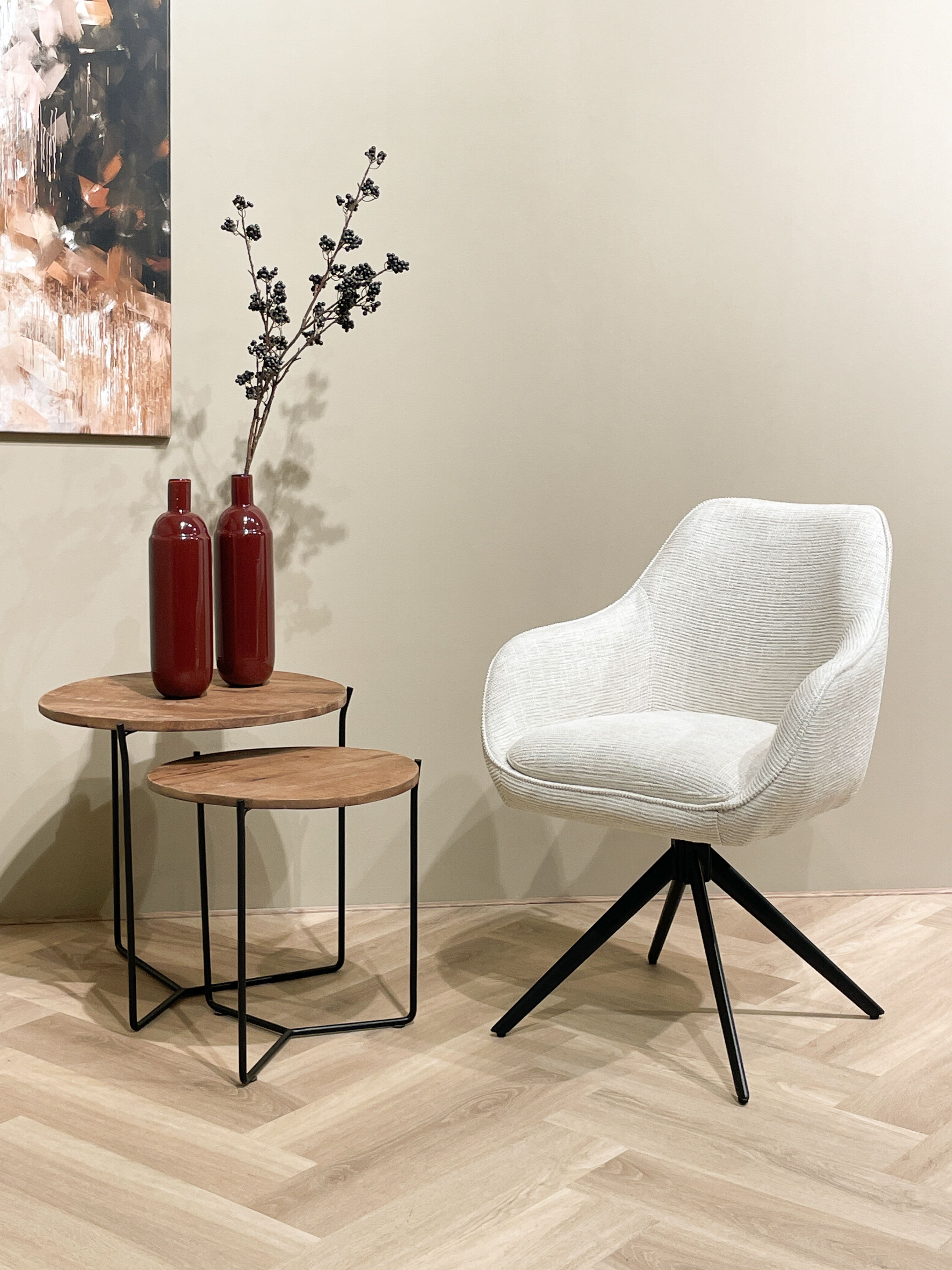 Draaibare eetkamerstoel Toby – Comfortabel design in zand