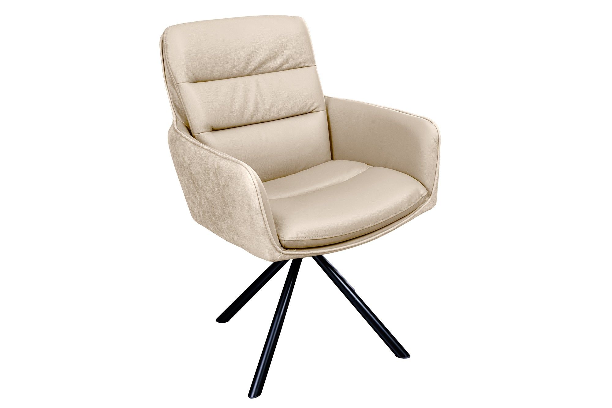 Draaistoel BIG GEORGE 360° – Luxe fauteuil met lederen armleuningen in beige