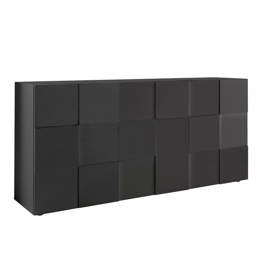 Dressoir Dama – Hoogglans grijs dressoir van 181 cm voor elke woonruimte