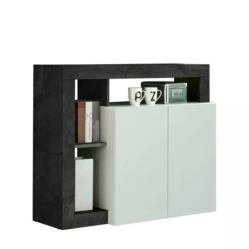 Dressoir Hamburg 108 cm – Hoogglans wit met oxid – Stijlvolle opbergkast van Pesaro Mobilia