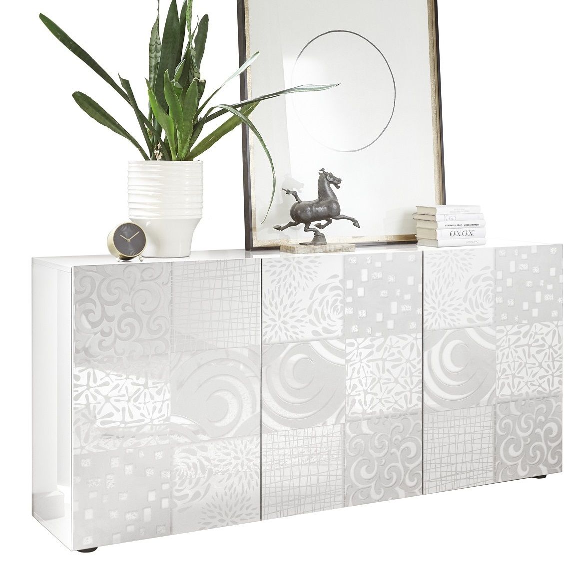 Dressoir Miro – Strak, hoogglans wit met 3 deuren (181 cm)