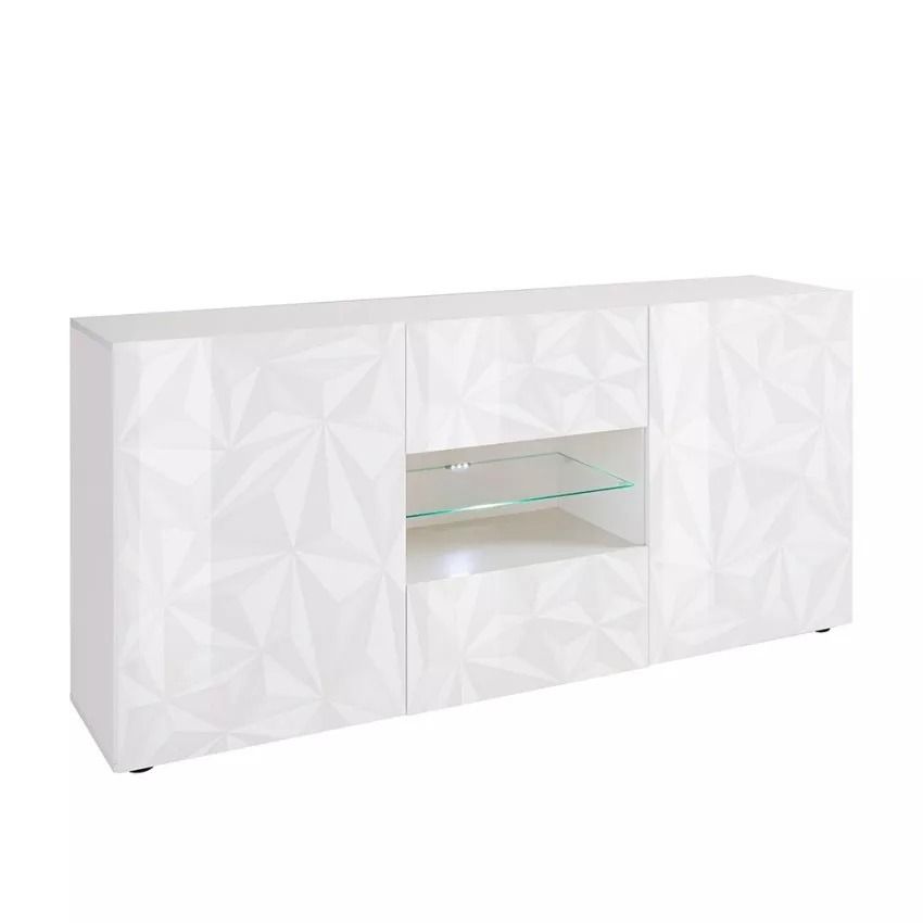Dressoir Prisma 181 cm – hoogglans wit, elegant en praktisch