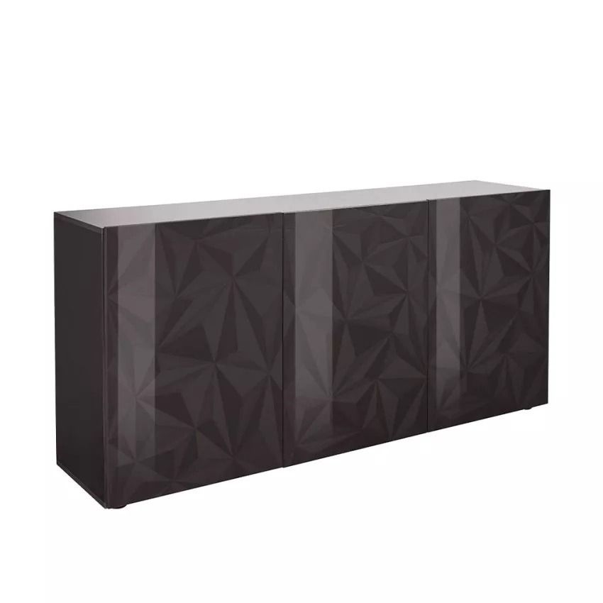 Dressoir Prisma 181 cm – strak hoogglans antraciet met slimme opbergruimte
