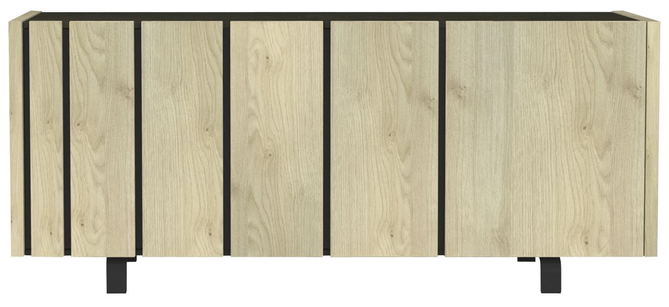 Dressoir Rush 190 cm – Natuurlijk eiken met stijlvolle zwarte poten