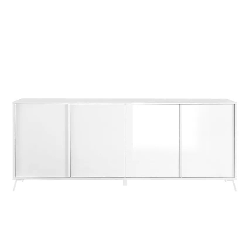 Dressoir Steel 205 cm – Hoogglans wit met 4 deuren