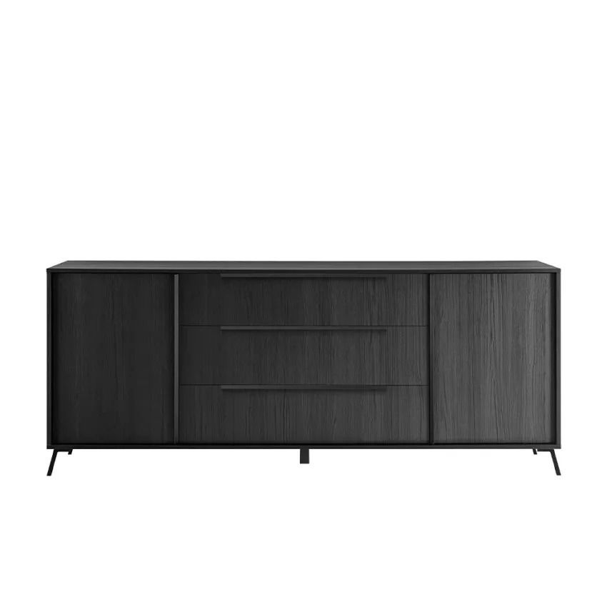Dressoir Steel 205 cm – Strak zwart design met maximale opbergruimte