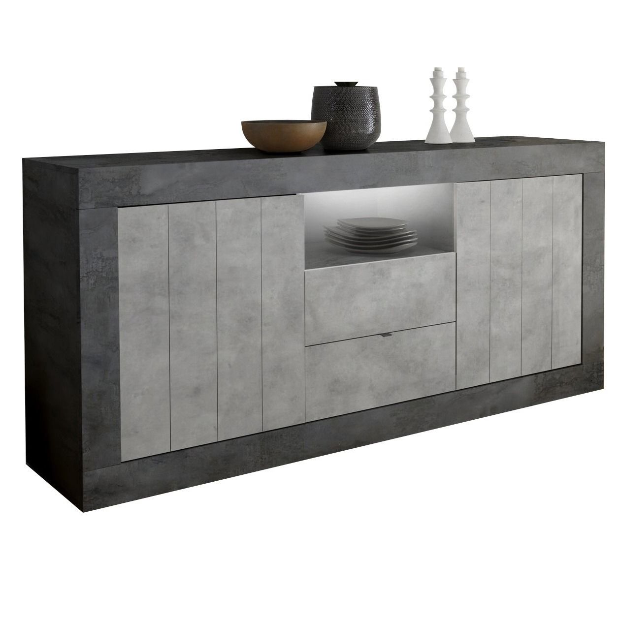 Dressoir Urbino 184 cm – stijlvol oxid met grijs beton
