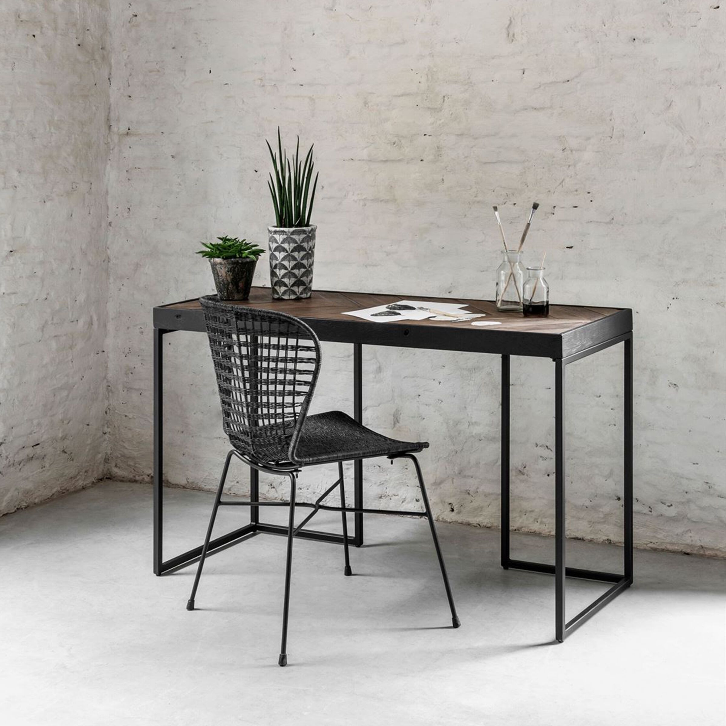 DTP Home Criss Cross Bureau – Hout & Staal, 125 × 50 cm (Naturel)