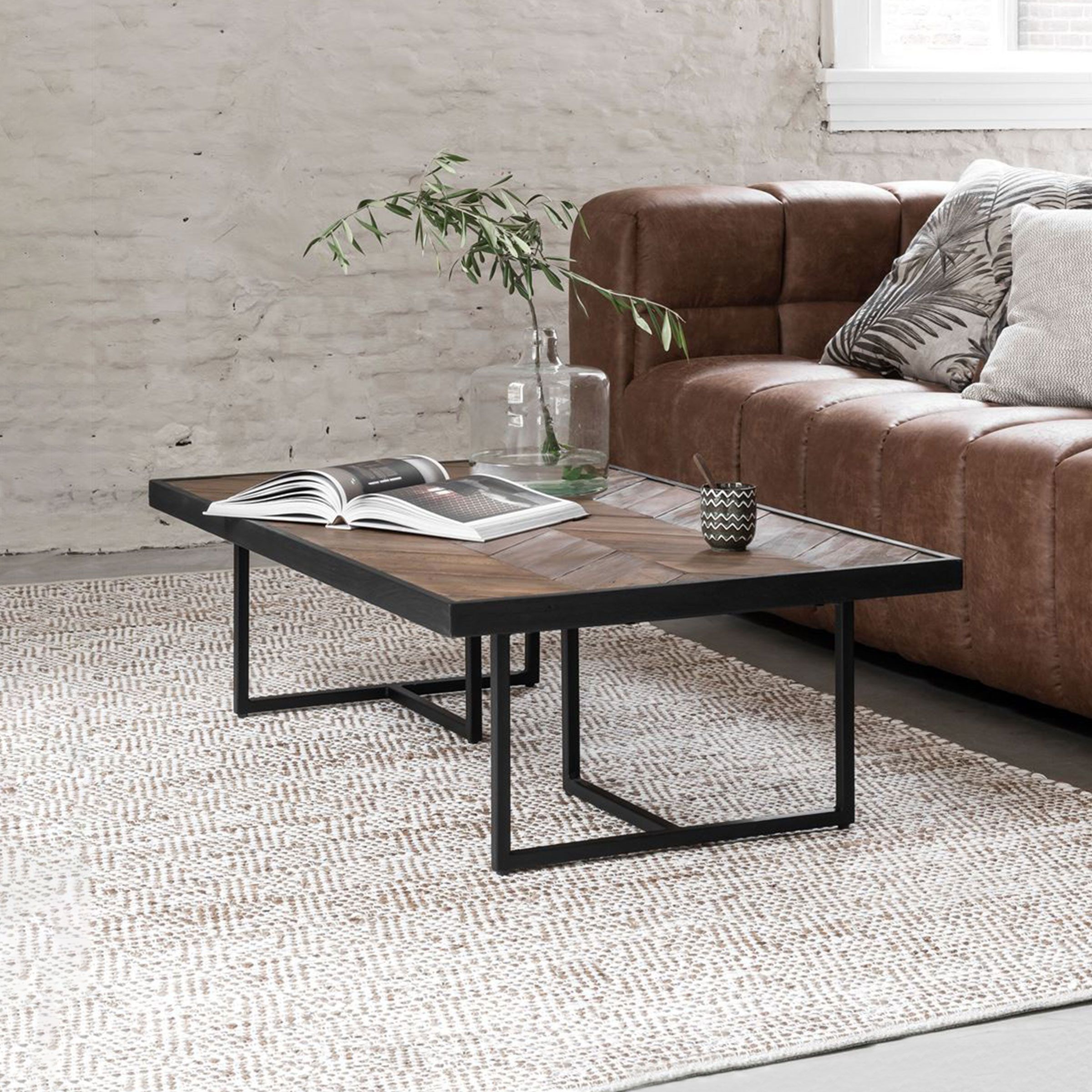 DTP Home Criss Cross Salontafel – Japandi Design in Hout en Staal, 120×70 cm