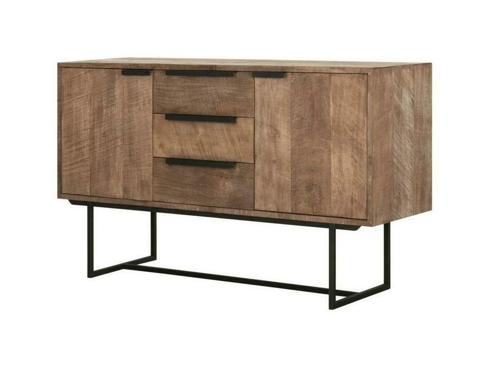 DTP Home Dressoir Odeon – stijlvol teakhout met zwart metalen frame, 139 cm