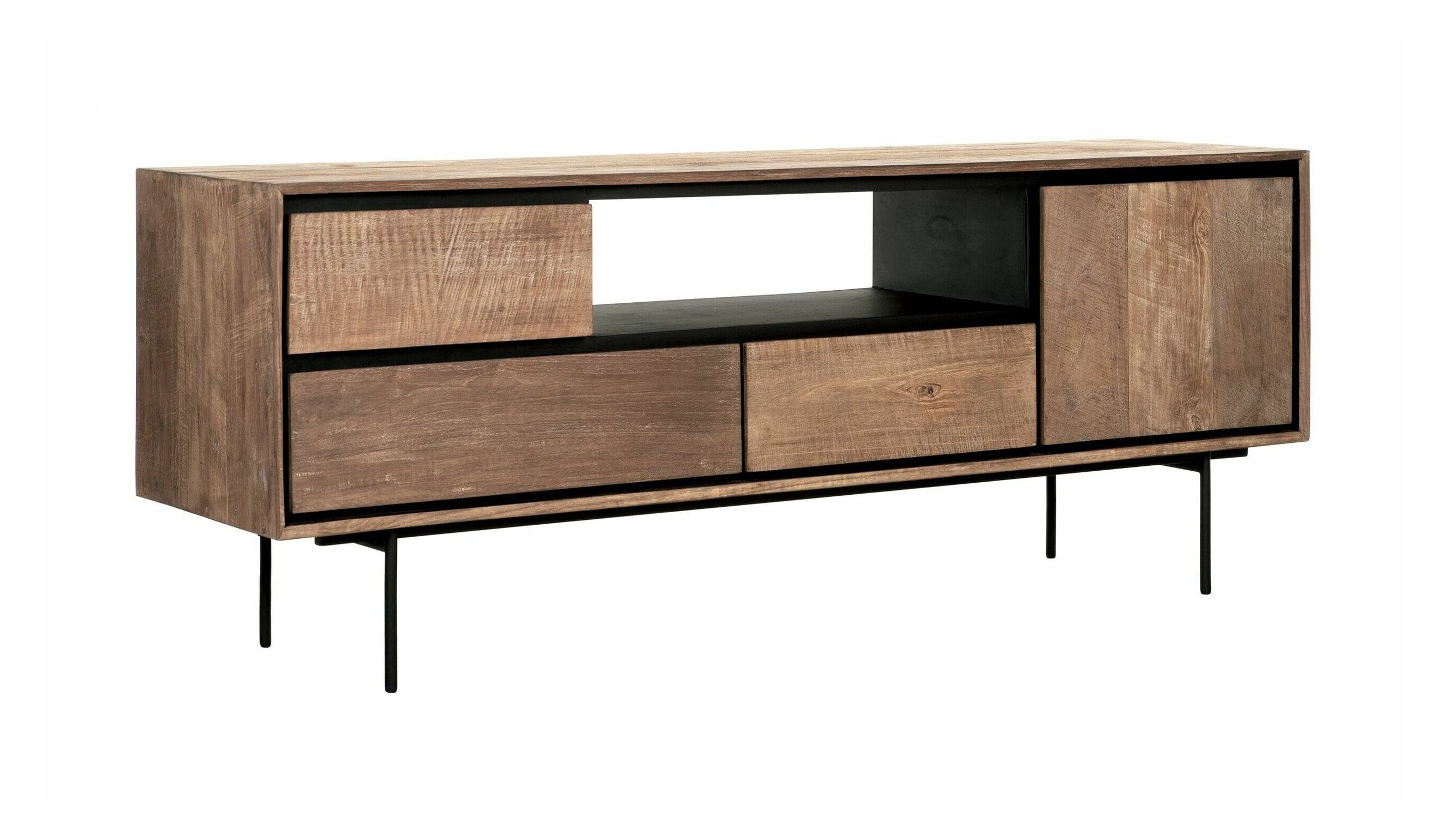 DTP Home Metropole TV‑meubel 155 cm – Natuurlijk gerecycled teakhout