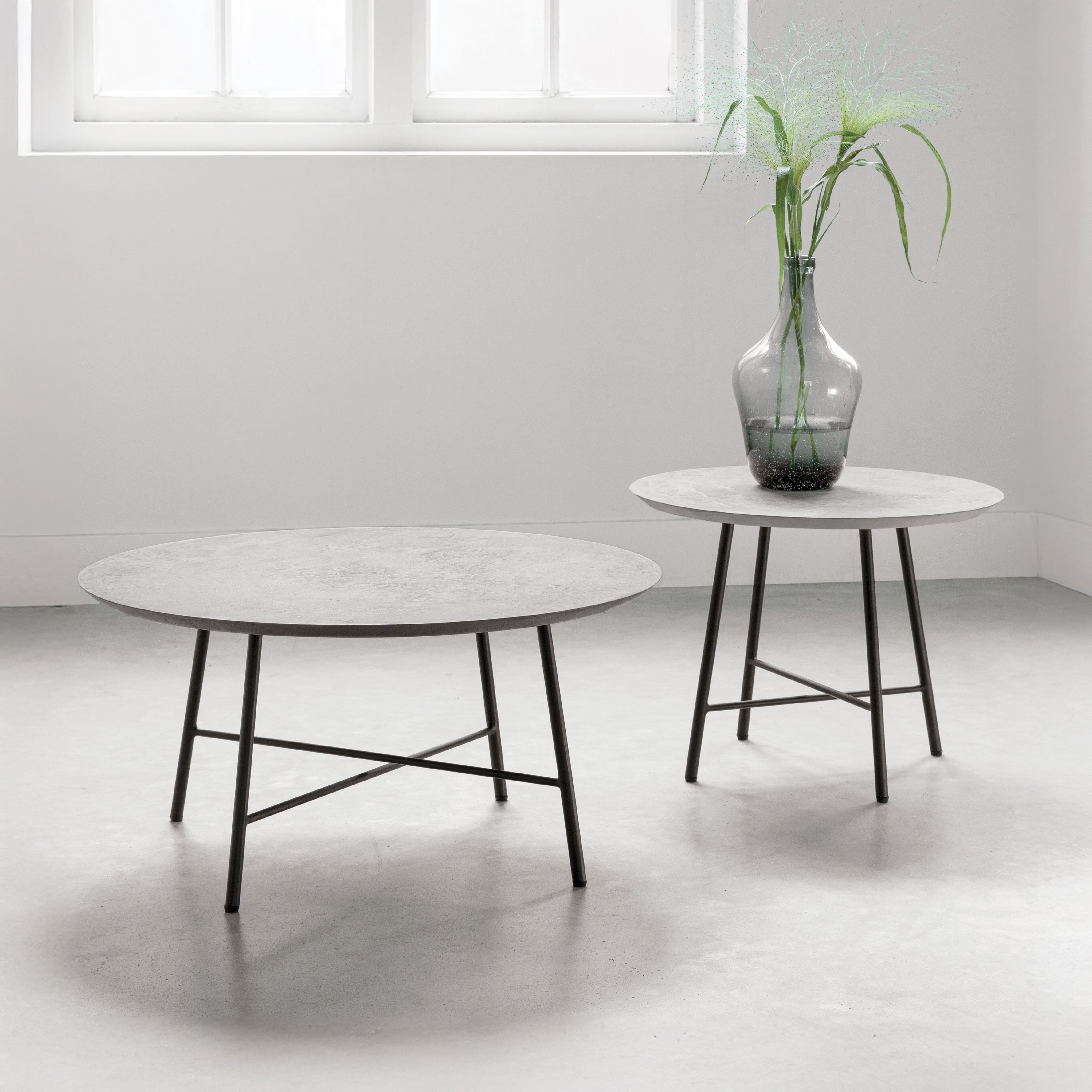DTP Home ronde salontafel Delta – betonlook set van 2 in stijlvol grijs