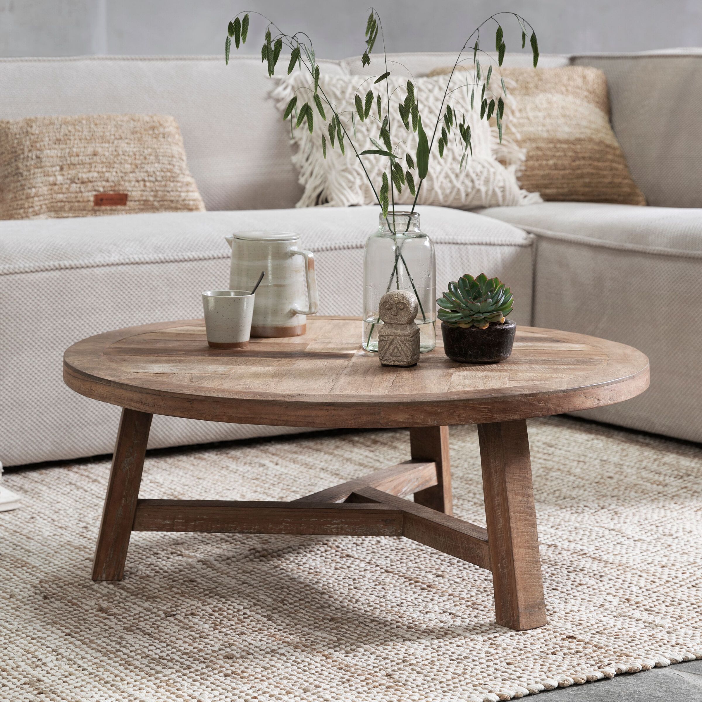 DTP Home ronde salontafel Monastery – duurzame teakhouten Japandi klassieker (90 cm)