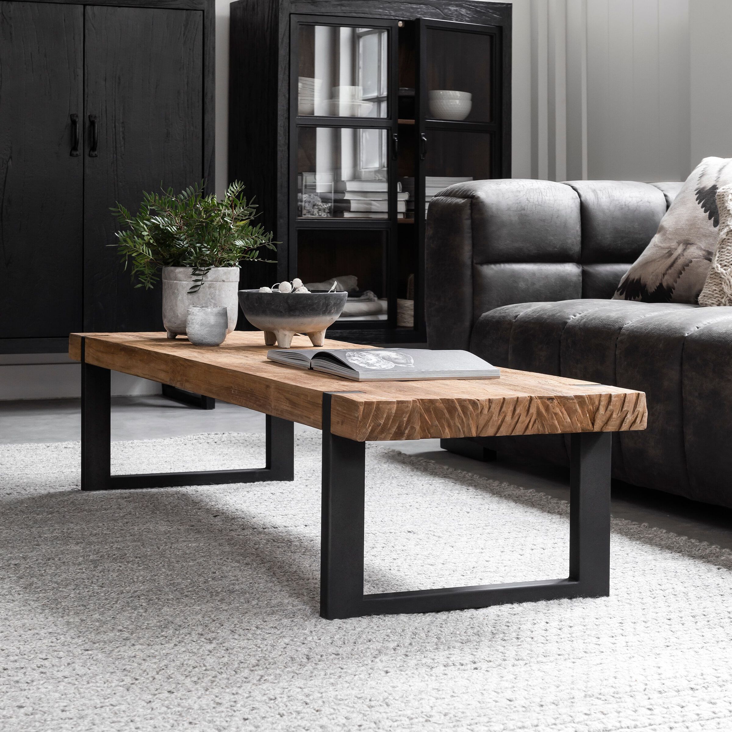DTP Home Salontafel Beam – Stijlvolle teakhouten tafel 150 × 50 cm (Naturel)