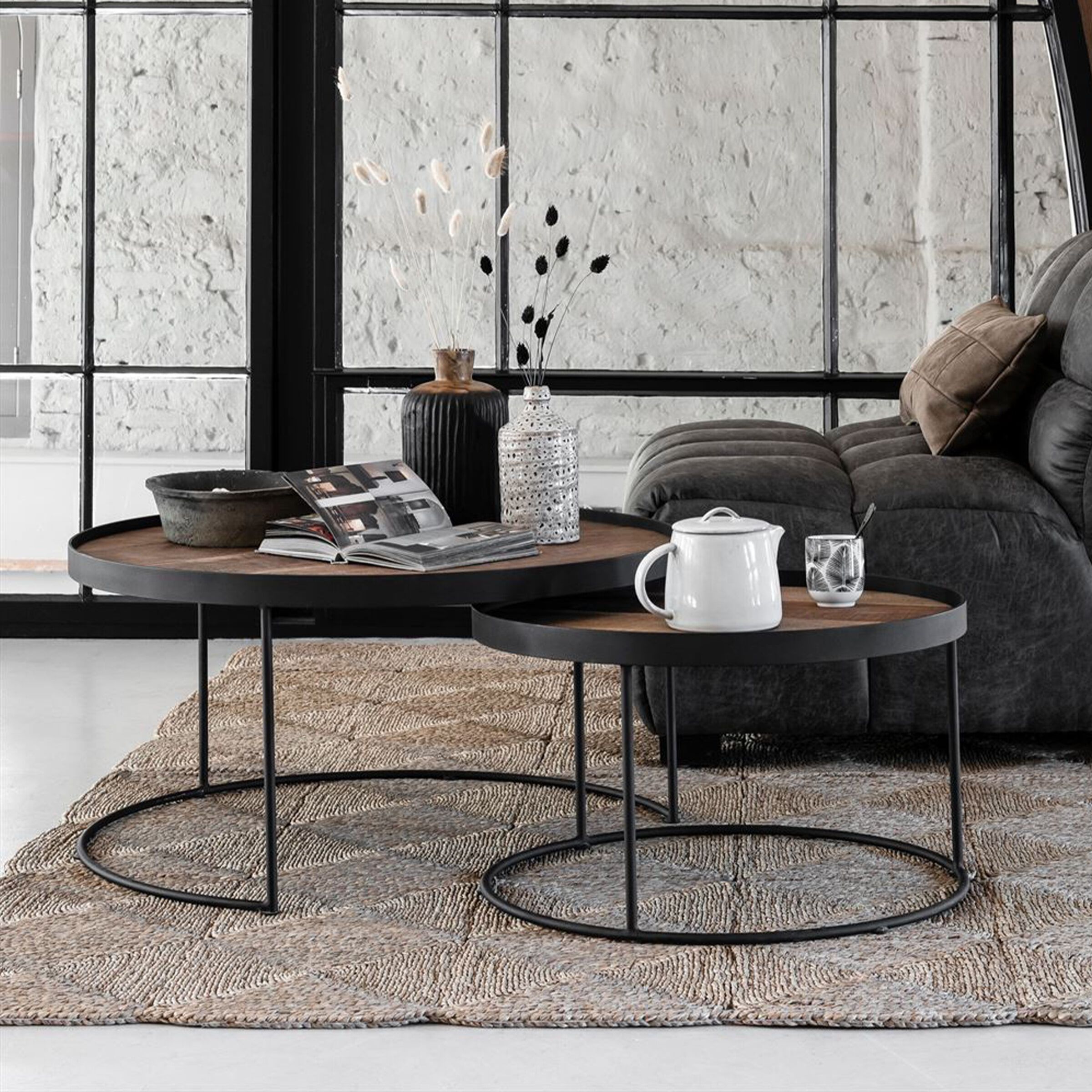 DTP Home Salontafel Mercurius – ronde set van twee teakhouten tafels