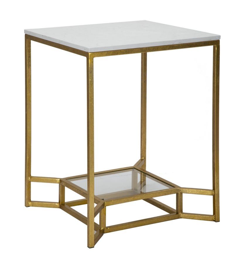 Dubbele Marmeren Bijzettafel 47 cm – Mauro Ferretti