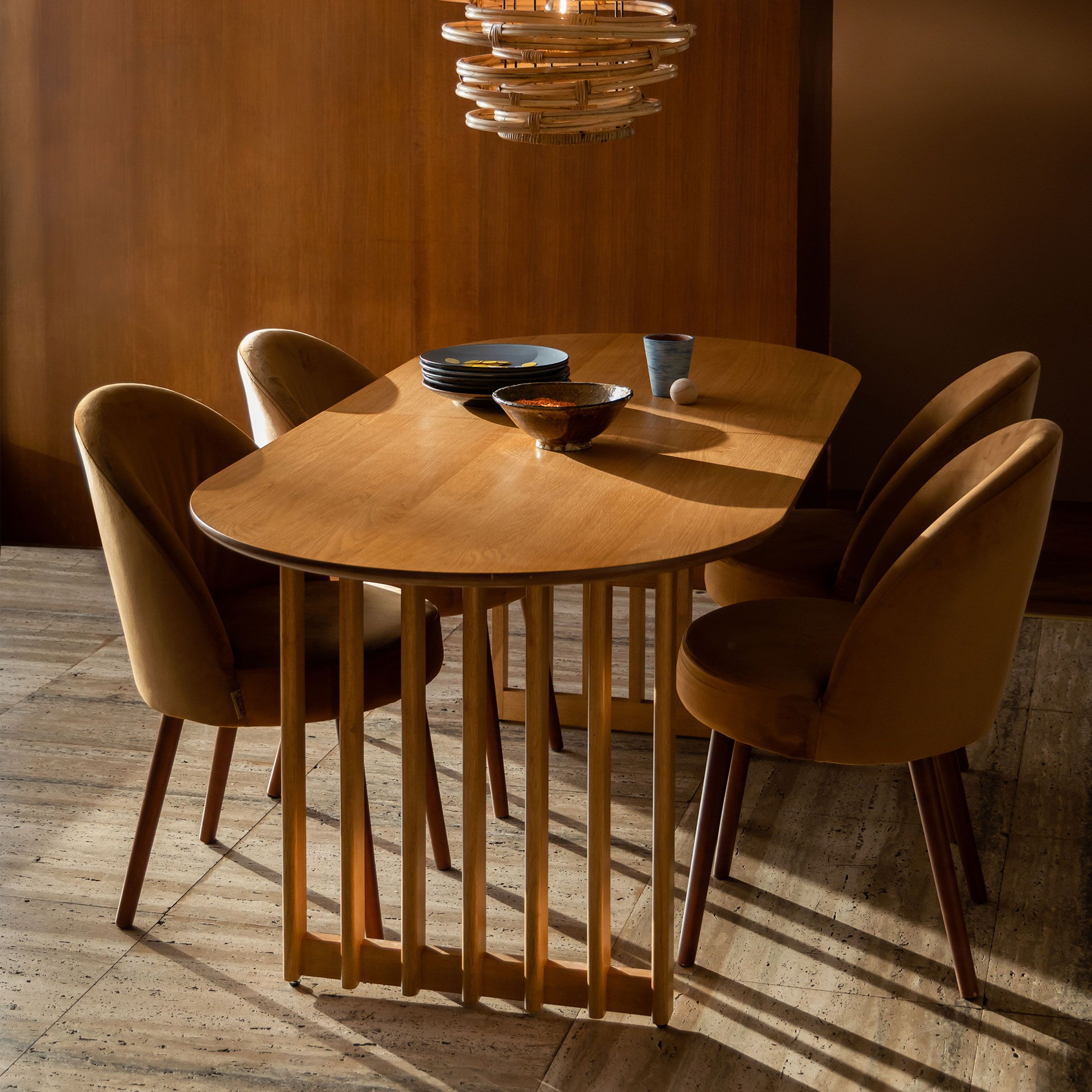 Dutchbone Barlet – Uitschuifbare eettafel in warm eiken (200‑240 cm x 90 cm, ovaal, bruin)