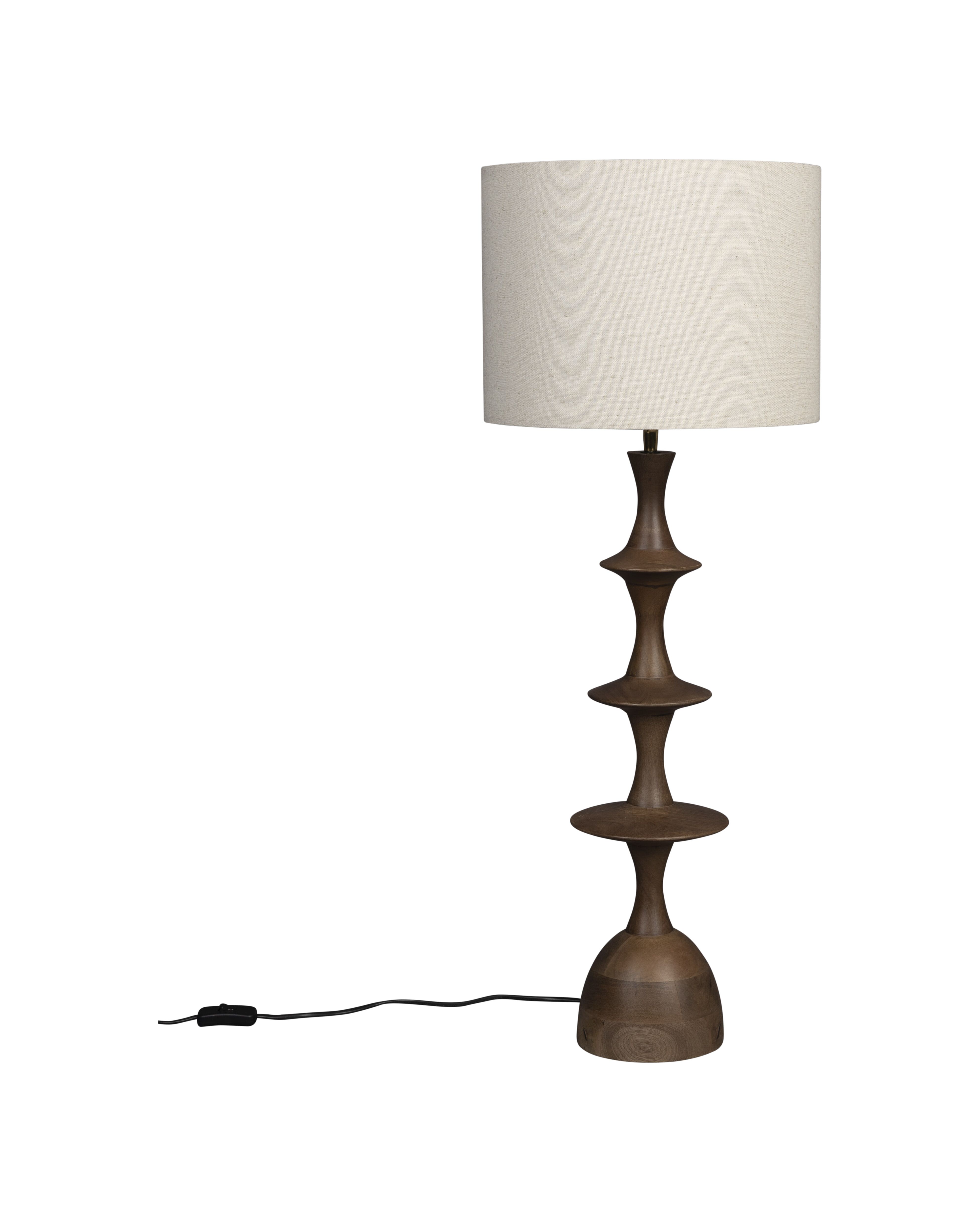 Dutchbone Cath Tafellamp – Warme mangohout & linnen kap