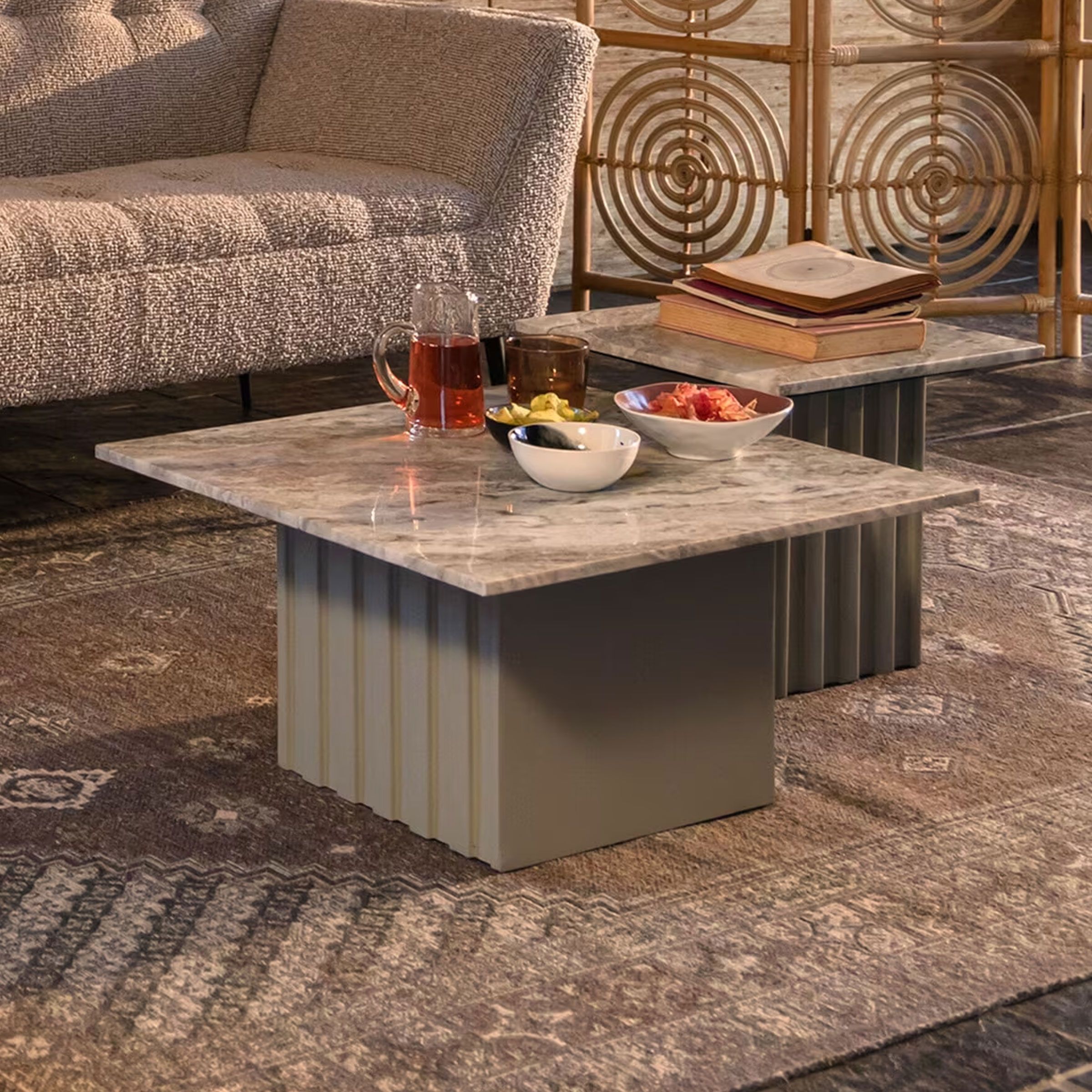 Dutchbone Clayton Salontafel – Strakke Marmeren Vierkante Tafel in Grijs