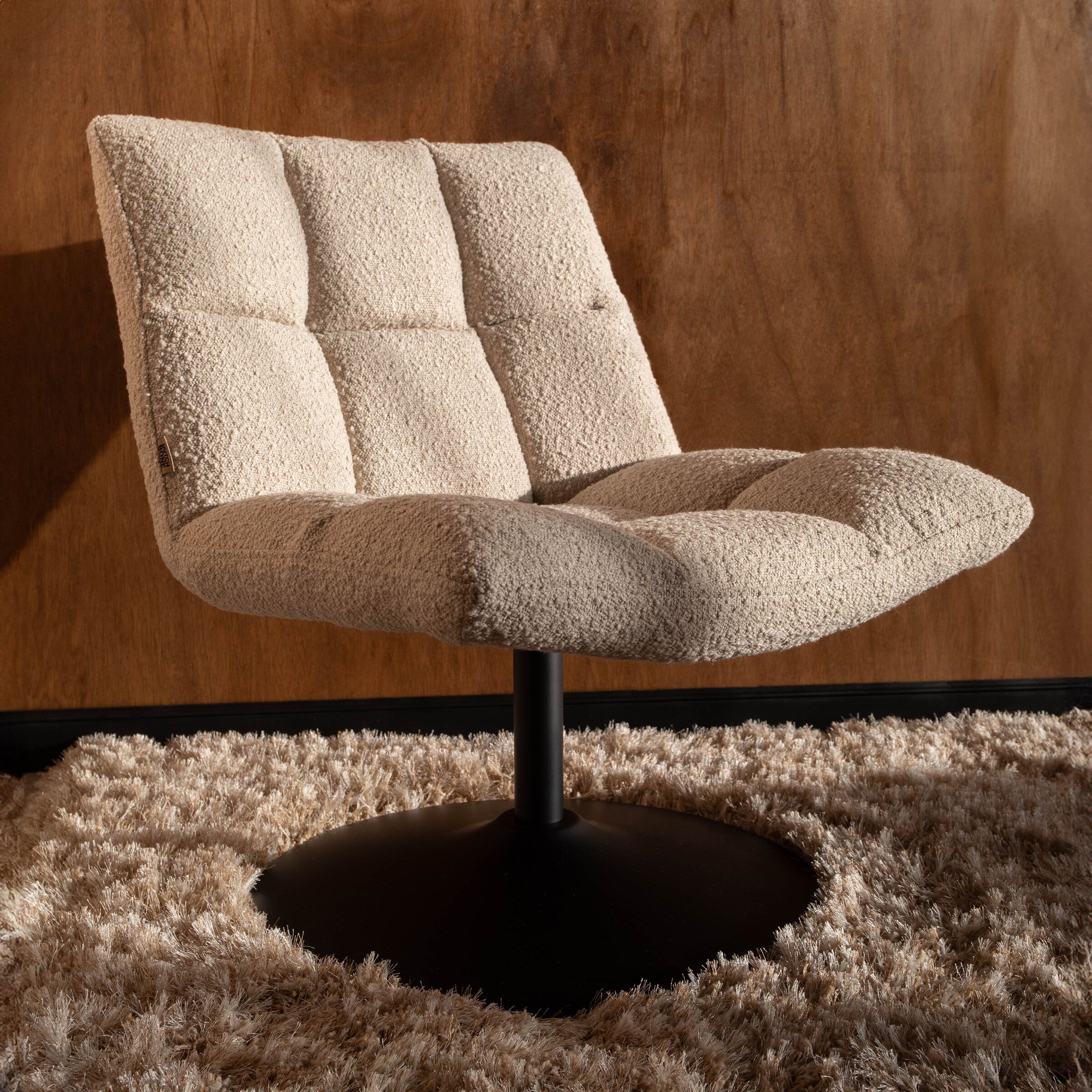 Dutchbone Draaifauteuil Bar Bouclé – Luxe en comfort in natuurlijk beige
