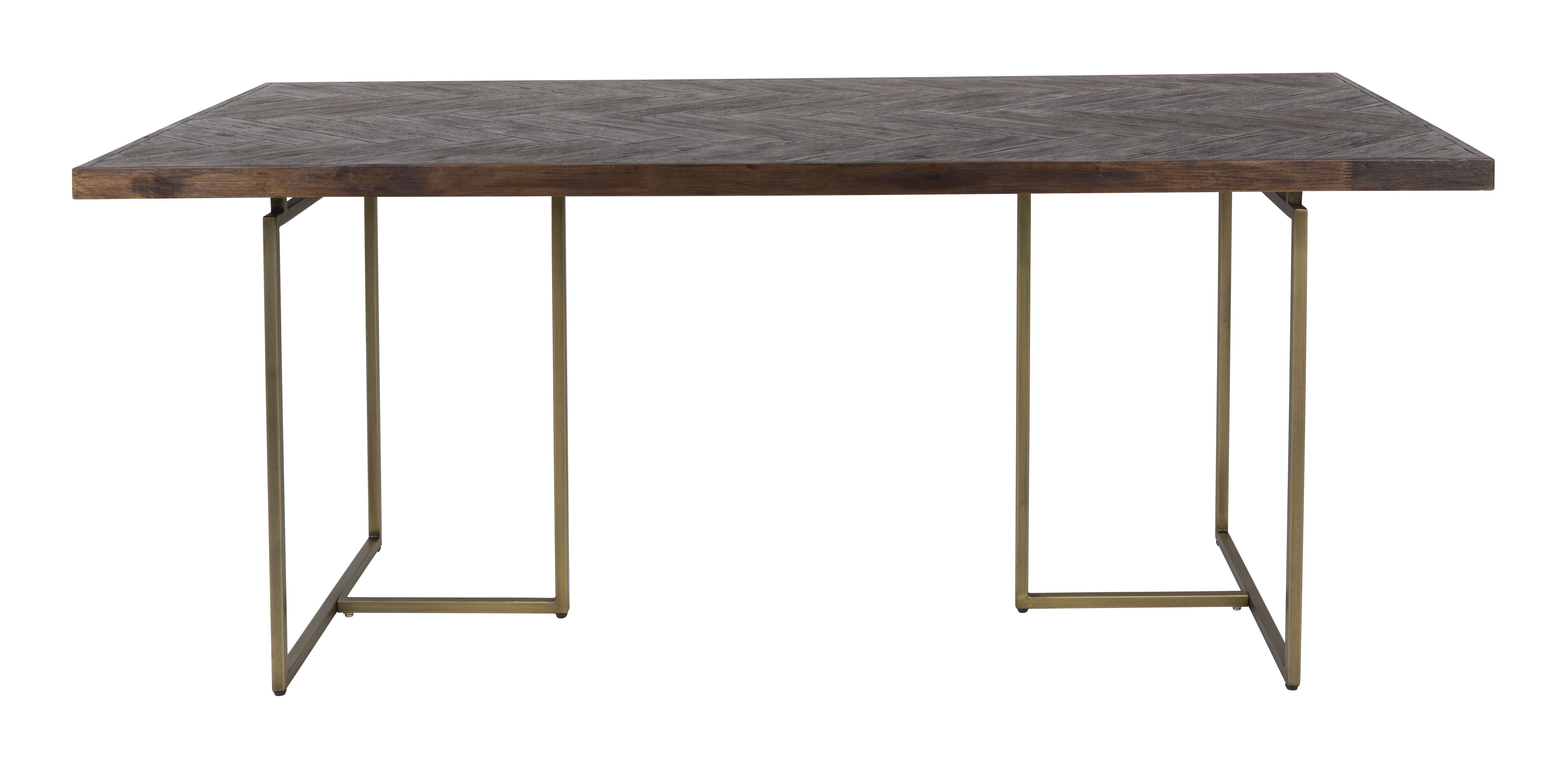 Dutchbone Eettafel Class Antique Brass – Elegante tafel met acaciahout fineer en messing onderstel (180 × 90 cm)