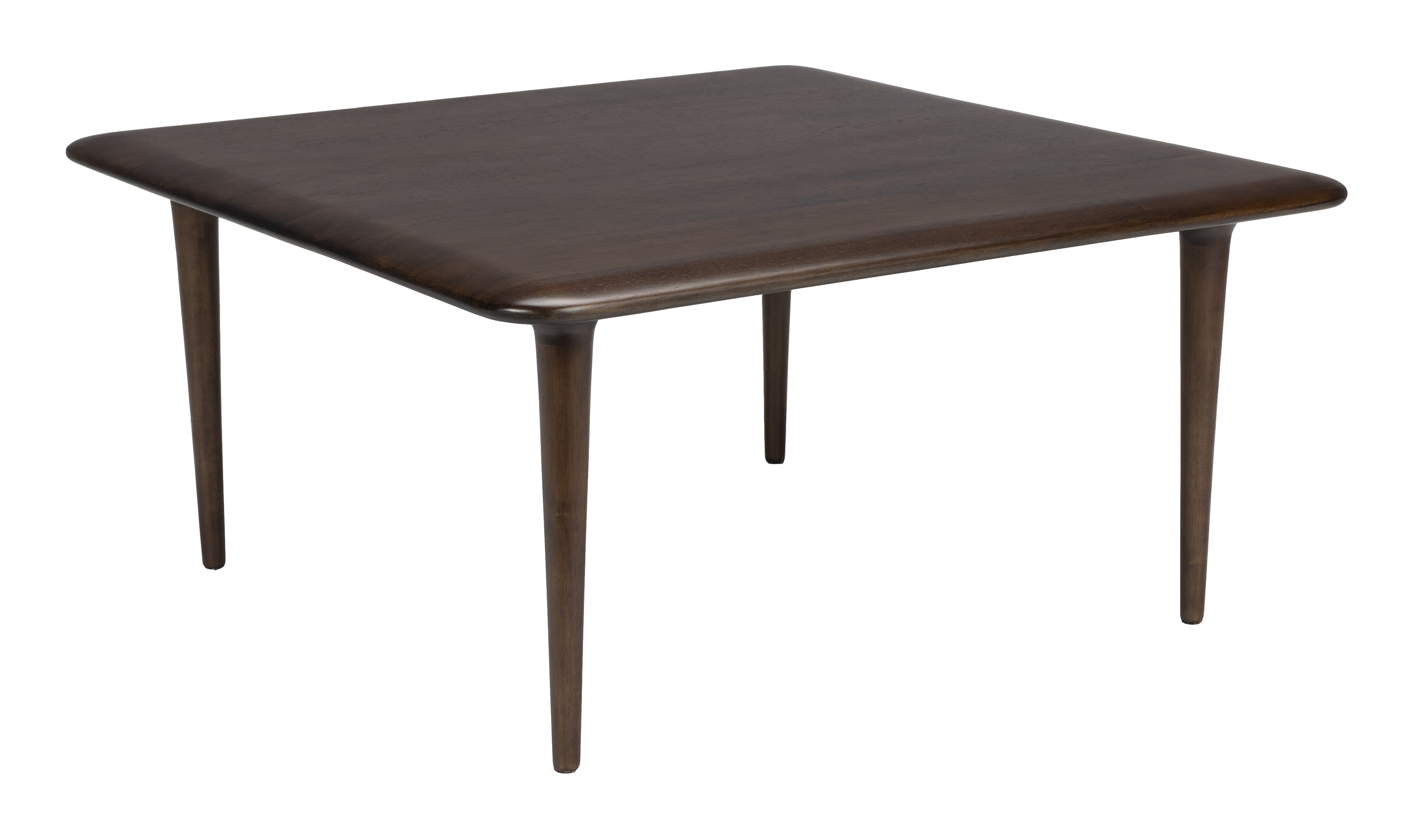 Dutchbone Elroy: Strakke vierkante salontafel in warm rubberhout (70 × 70 cm)