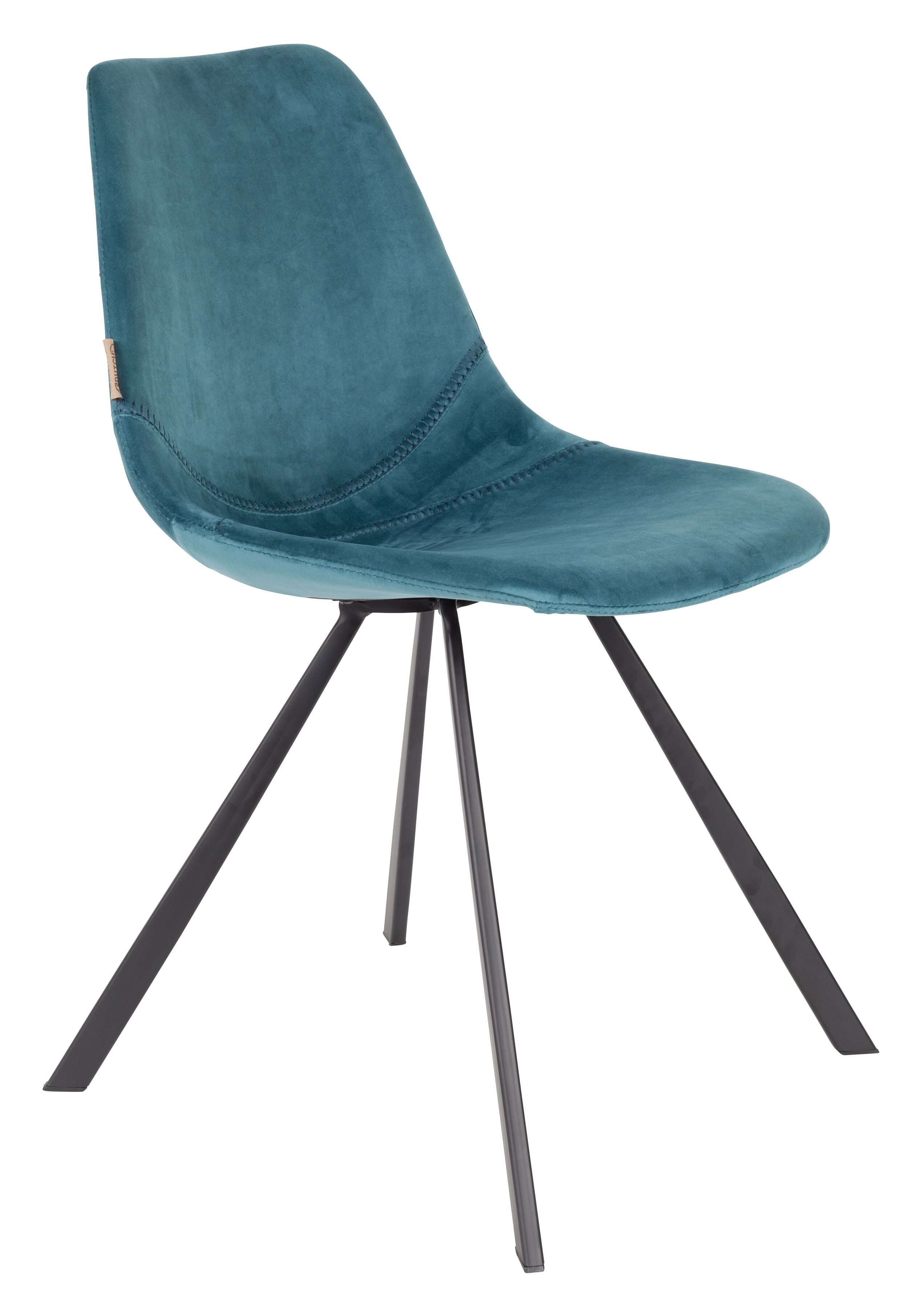 Dutchbone Franky Velvet Eetkamerstoel in Petrol – Luxe Comfort voor je Eethoek