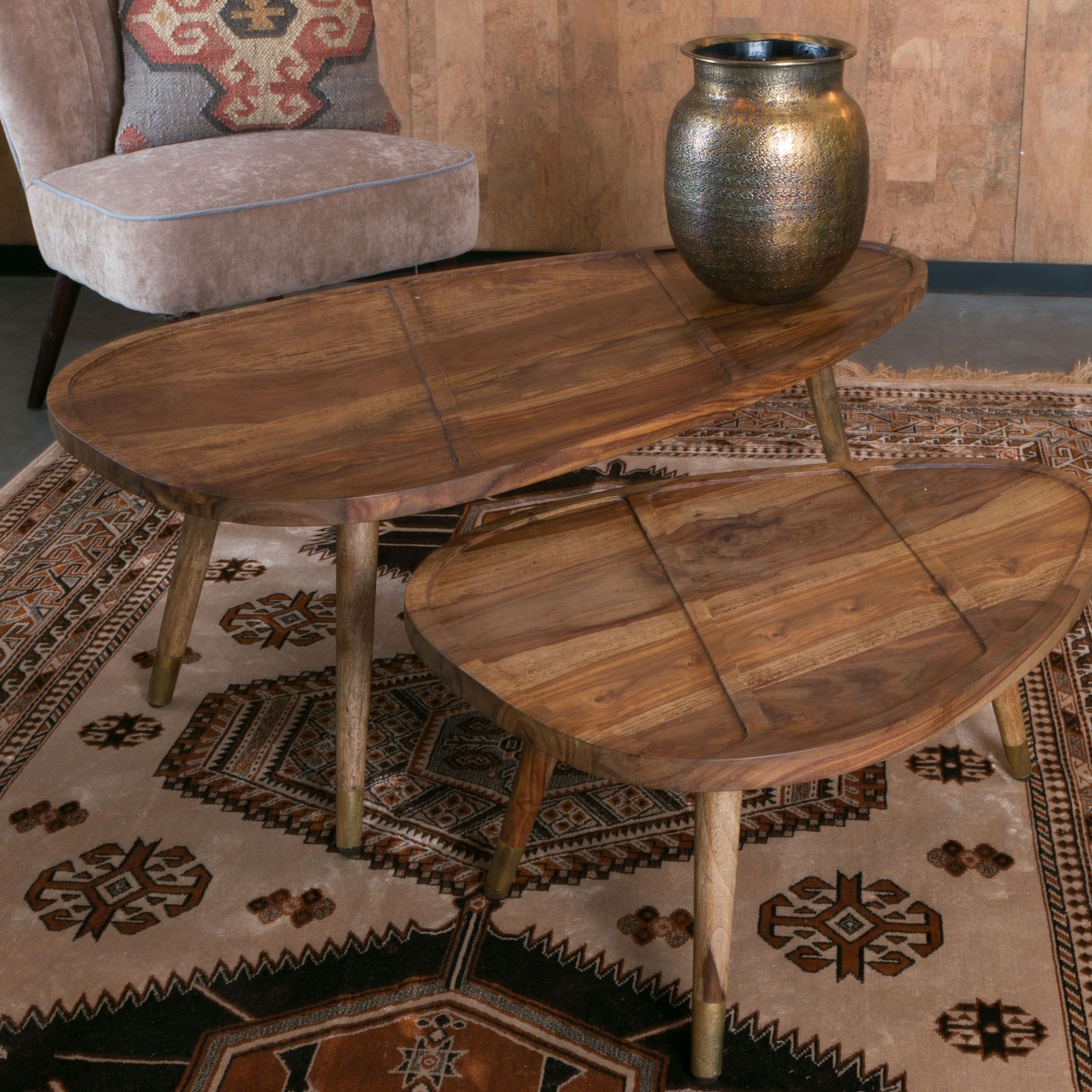 Dutchbone Organische Salontafel Sham Set – Duurzame Elegantie voor jouw Woonkamer