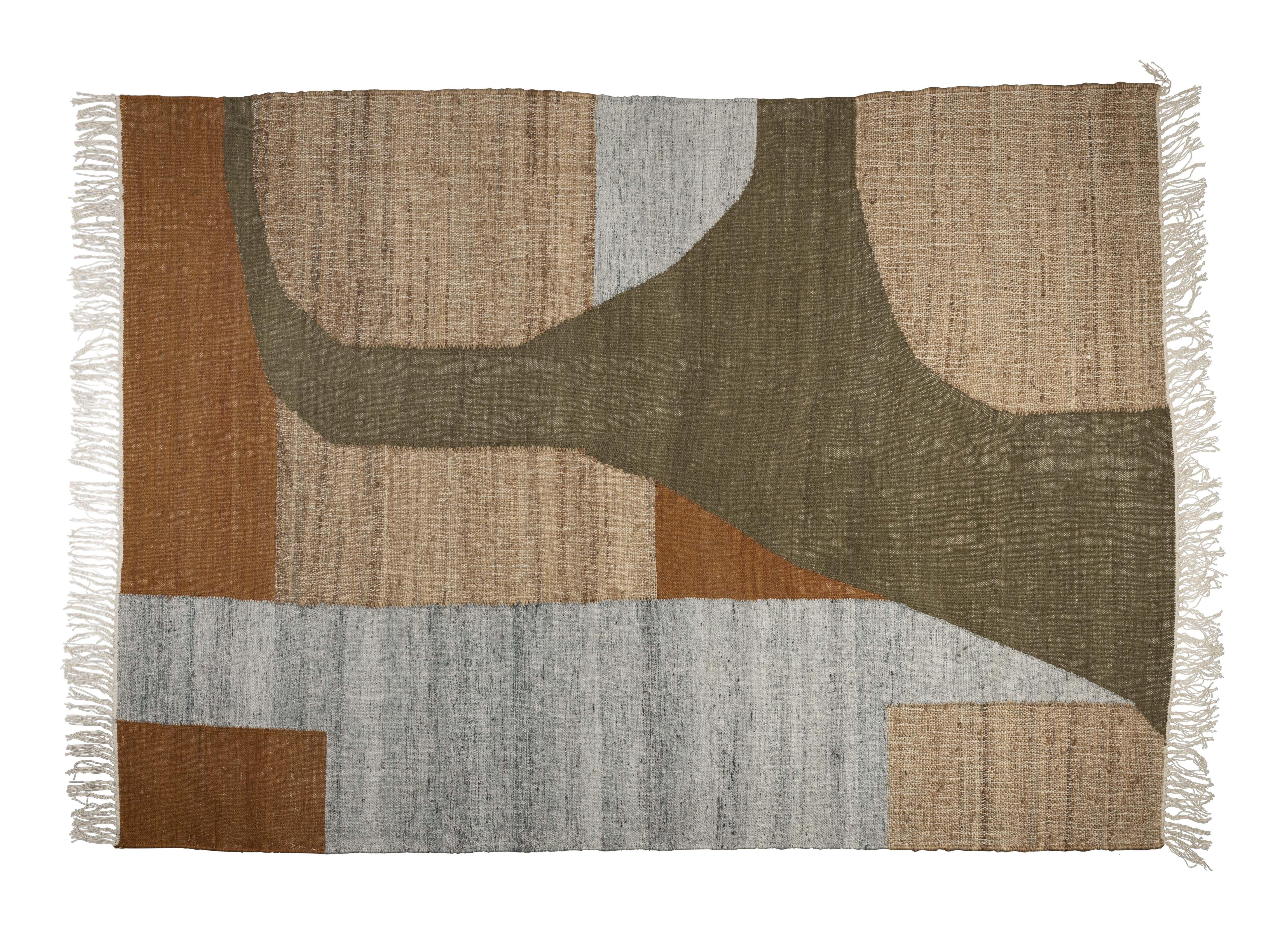 Dutchbone Pavilion Vloerkleed – Handgeweven Jute & Wol, 200 × 300 cm, Warm Bruin