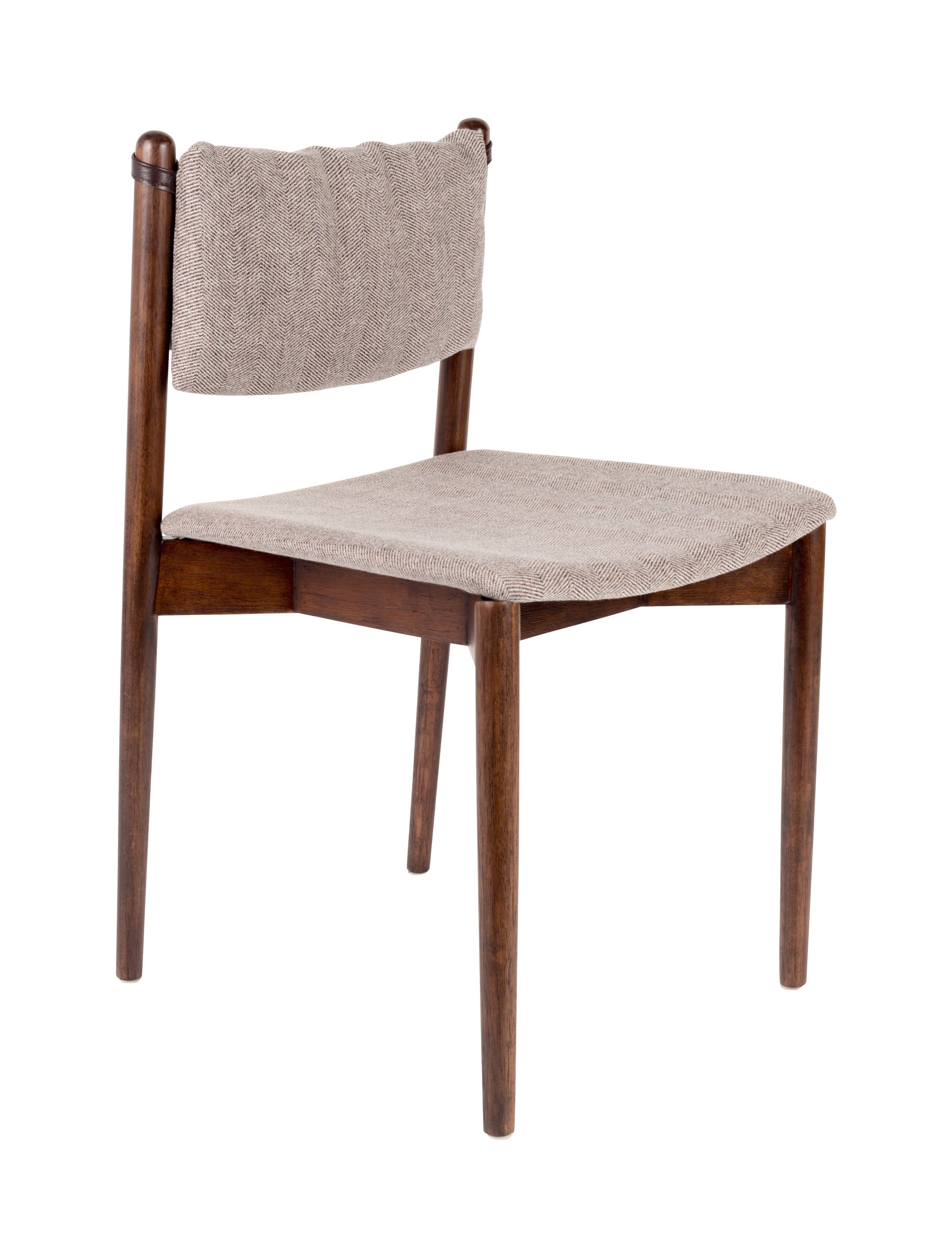 Dutchbone Torrance eetkamerstoel – stijlvol donker hout met lichtgrijze polyester bekleding