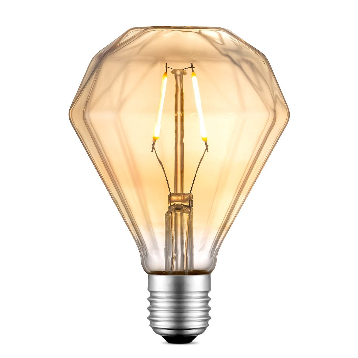 Edison Vintage Diamond LED filamentlamp – Amber, E27, 2 W, warm wit